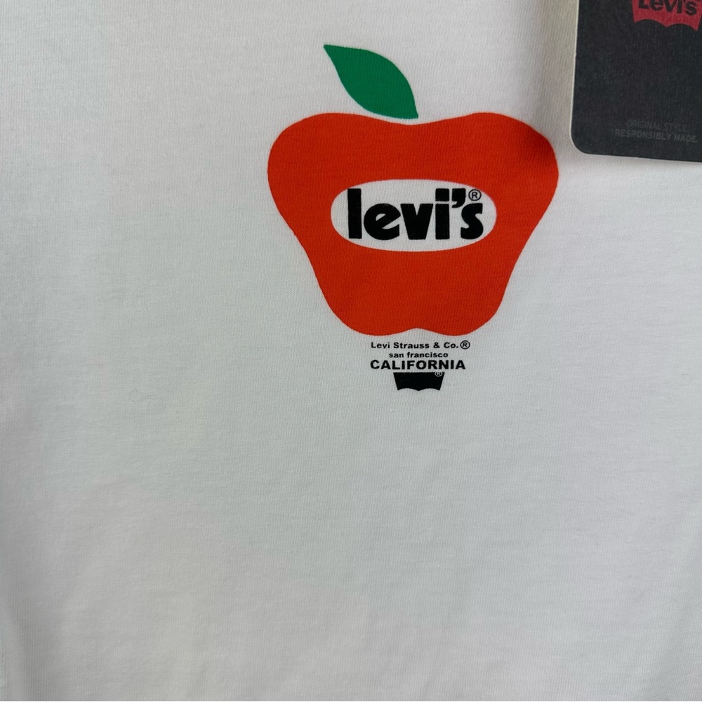 Levi's Cropped Graphic Jordie Tee Apple Poster White - Picture 4 of 6